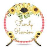 Aperturee - Aperturee Red Checkered Sunflower Round Family Reunion Backdrop
